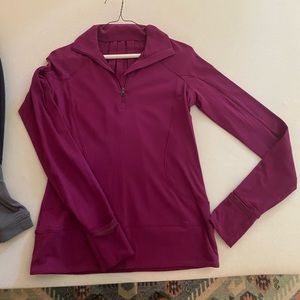 Lululemon Magenta Long-Sleeve Quarterzip Jacket with hand warmers